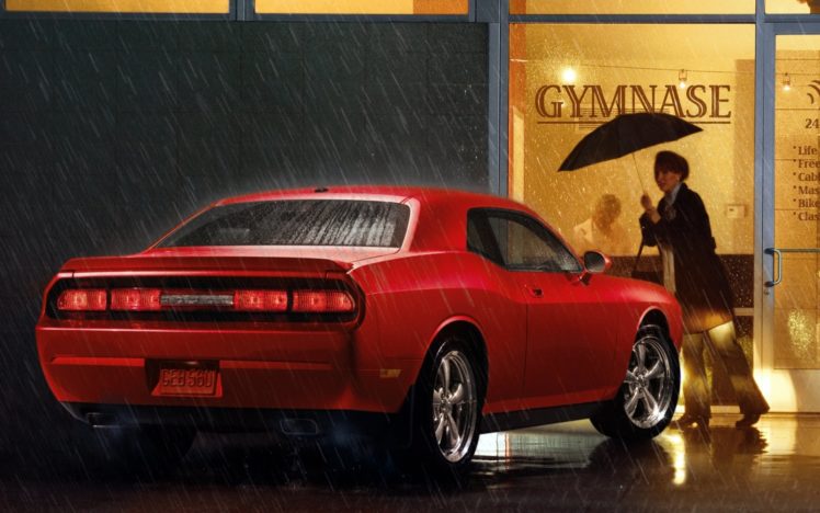 dodge, Rt, Car, Red, Rain HD Wallpaper Desktop Background