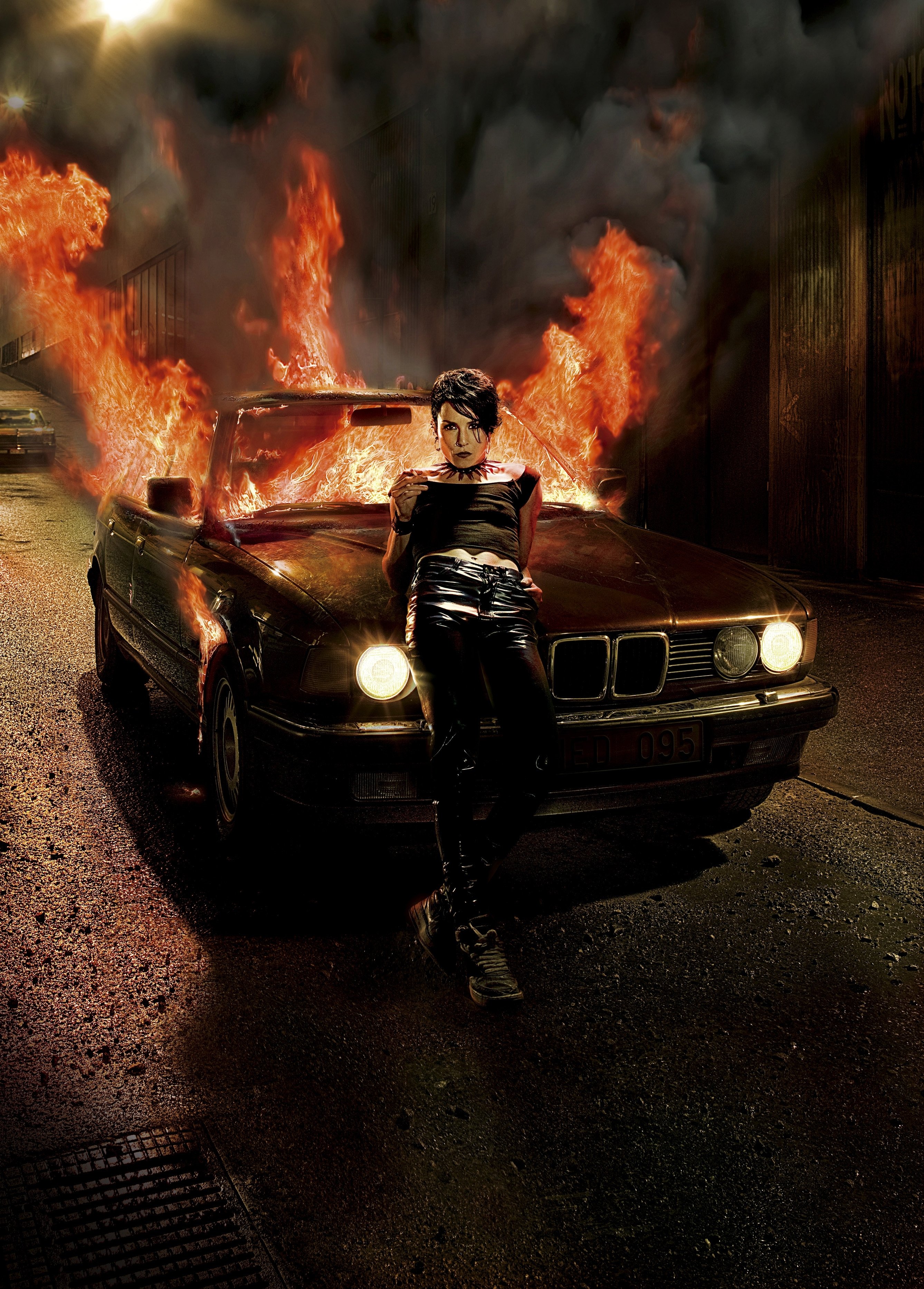 bmw, Girl, Fire, Beauty, Lady, Gothic Wallpaper
