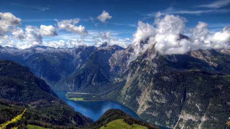 mountains, Nature, Green, Forest, Rocks, Snow HD Wallpaper Desktop Background