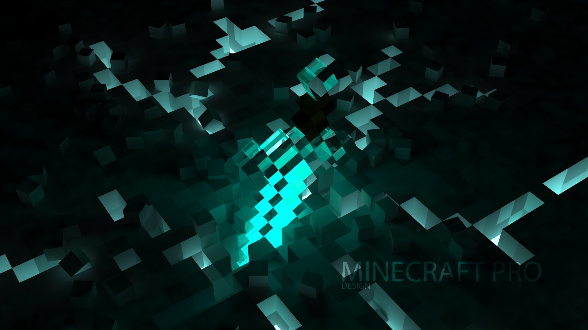 What is the title of this picture ? texture, Minecraft, Blue, Game, Cubes Wallpapers HD / Desktop and