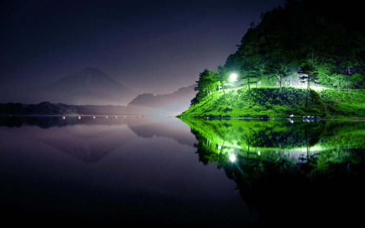 river, Light, Night, Nature, Green HD Wallpaper Desktop Background