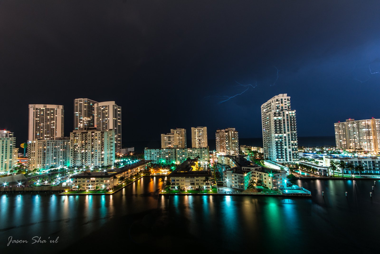 florida, Miami, Tower, Marina, Bridge, Beach, Monuments, Usa, Night, Urban, Cities, United, States, Panorama, Panoramic Wallpaper