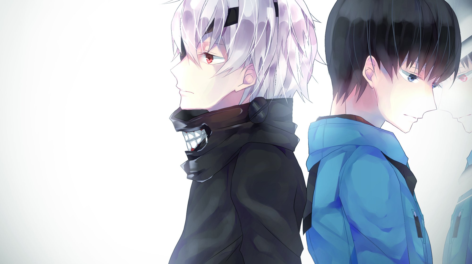 tokyo, Kushu, Kaneki, Ken, Back, To, Back, Reflection, Mask, Off Wallpaper