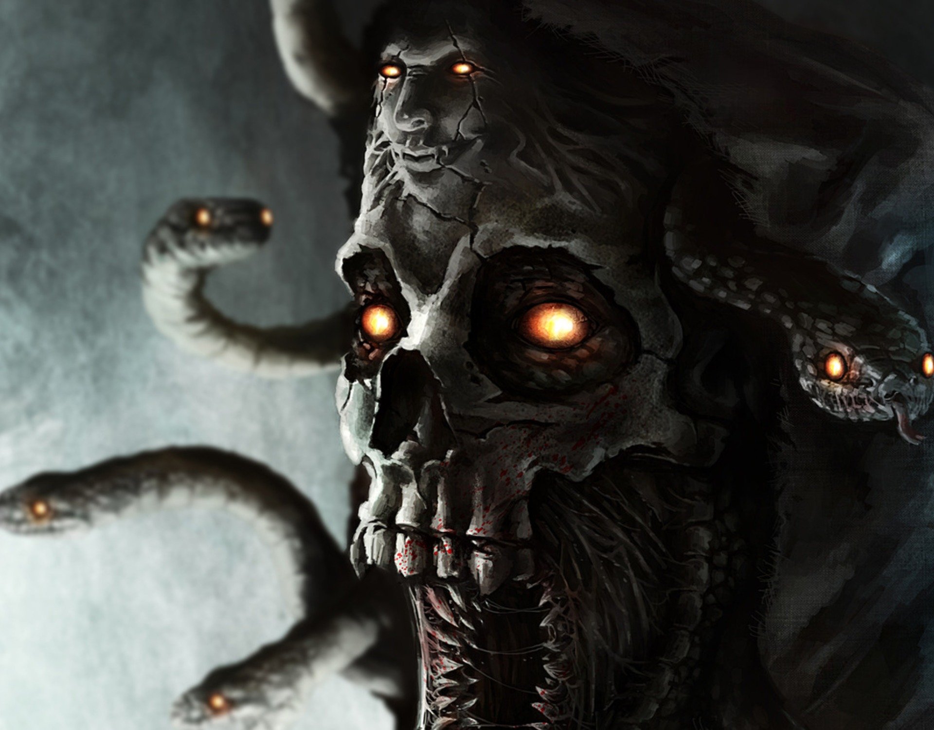 horror, Medusa, Snake, Mythology, Fantasy, Demon, Skull, Monster Wallpaper