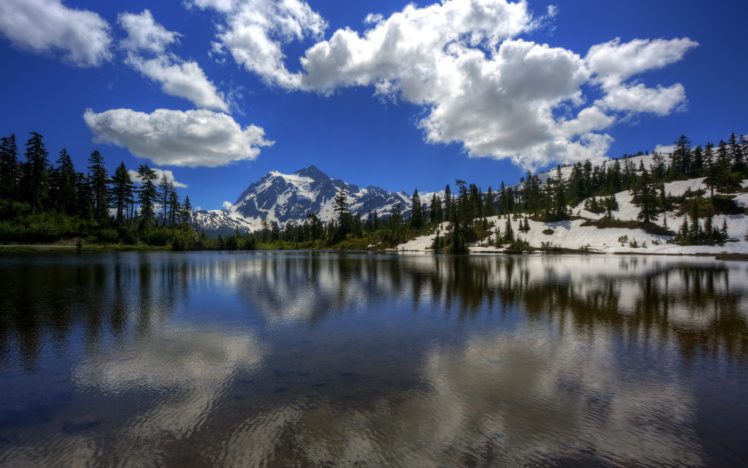 mountains, Nature, Snow, Rocks, Wild, River, Green HD Wallpaper Desktop Background