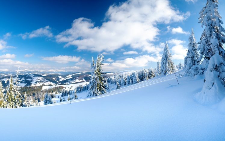 mountains, Nature, Snow, Rocks, Green, Sky, River, Lake HD Wallpaper Desktop Background