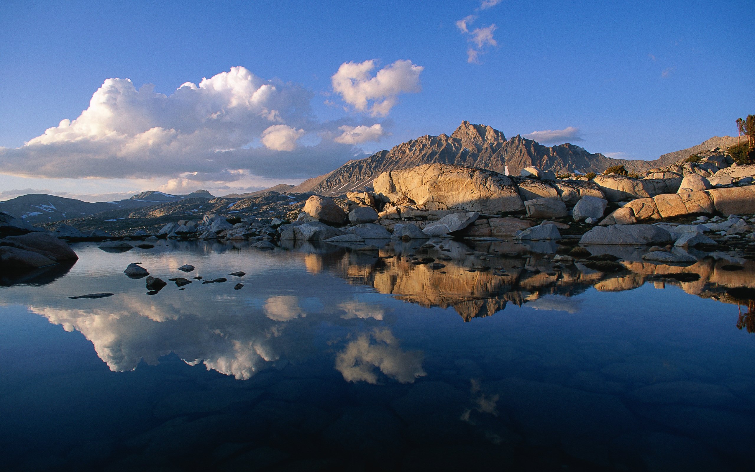 mountains, Nature, Snow, Rocks, Green, Sky, River, Lake Wallpaper
