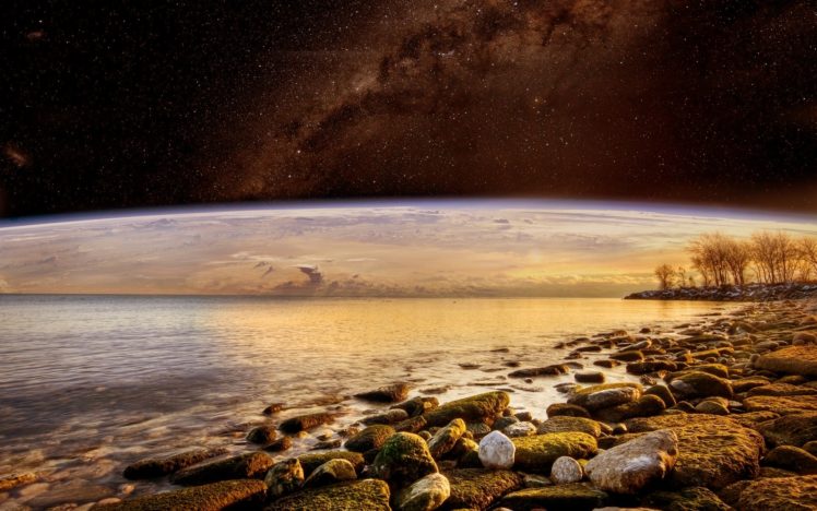 alien, Landscape, Planet, Stars, Space, Sci fi HD Wallpaper Desktop Background
