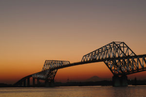 bridge, Sunset