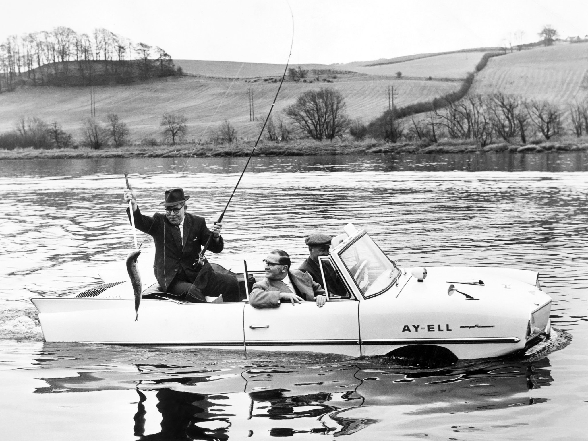 1961, Amphicar, 770, Convertible, Amphibious, Classic, Boat, Fishing, Fish Wallpaper