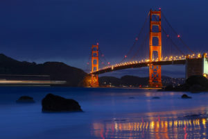 golden, Gate, Bridge, Bridge, San, Francisco, Night, Timelapse, Shore, Ocean