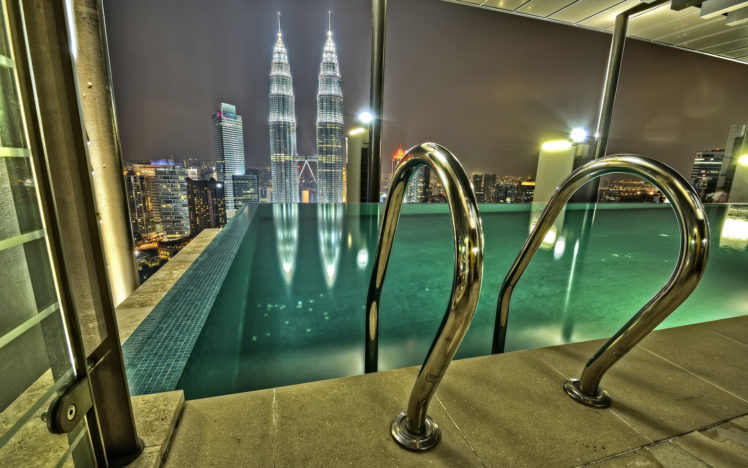 infinity, Pool, Kuala, Lumpur, Buildings, Skyscrapers, Pool, Cities HD Wallpaper Desktop Background