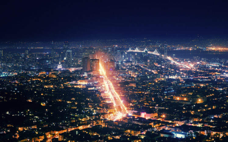 night, Building, Light, Bridge, Skyscraper HD Wallpaper Desktop Background