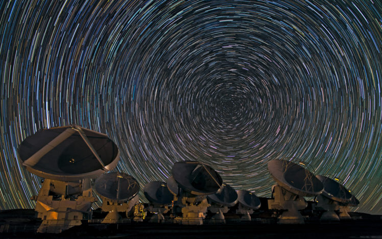 radio, Telescope, Stars, Timelapse, Array, Sky, Technology, Sci fi HD Wallpaper Desktop Background
