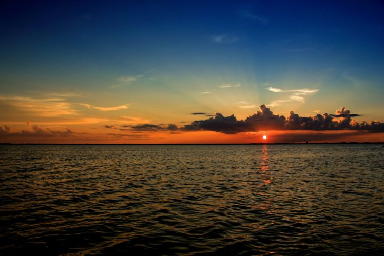 sunset, Daocean, Sea, Clouds, Brevard, Florida HD Wallpaper Desktop Background