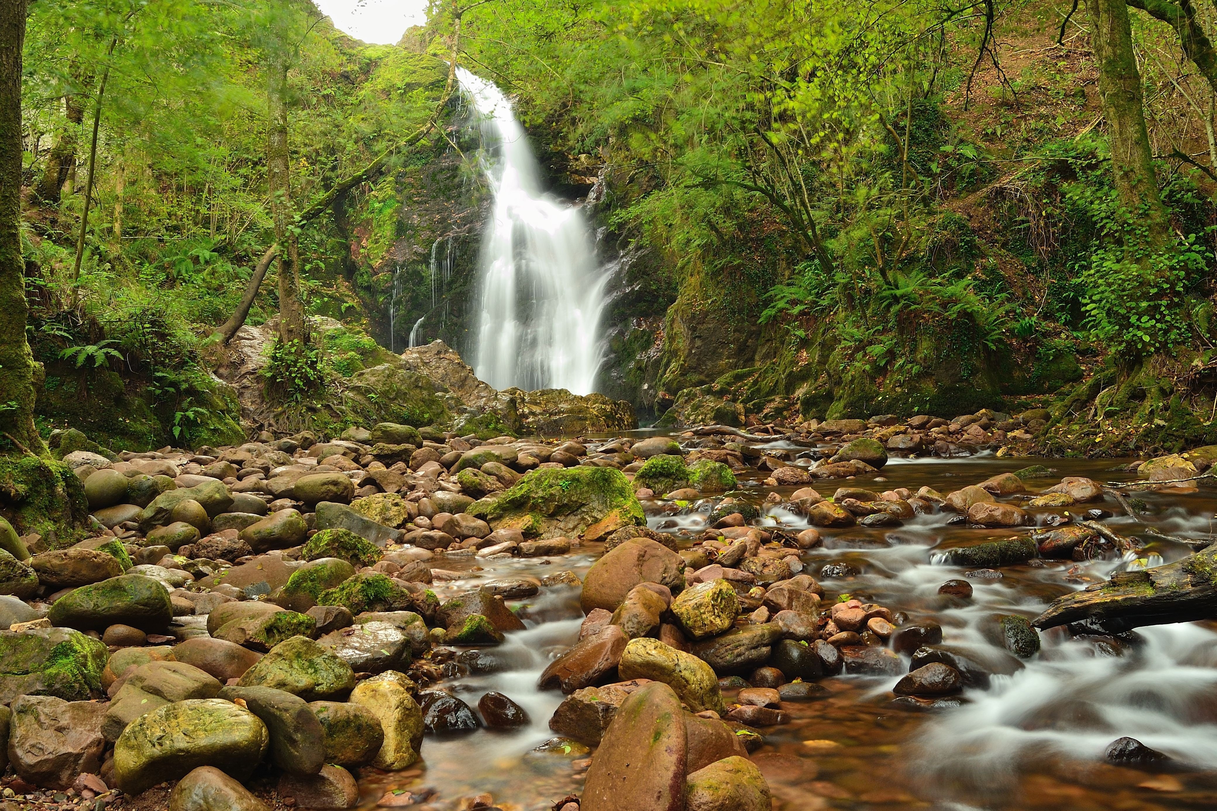 river, Waterfall, Rocks, Trees, Nature Wallpaper