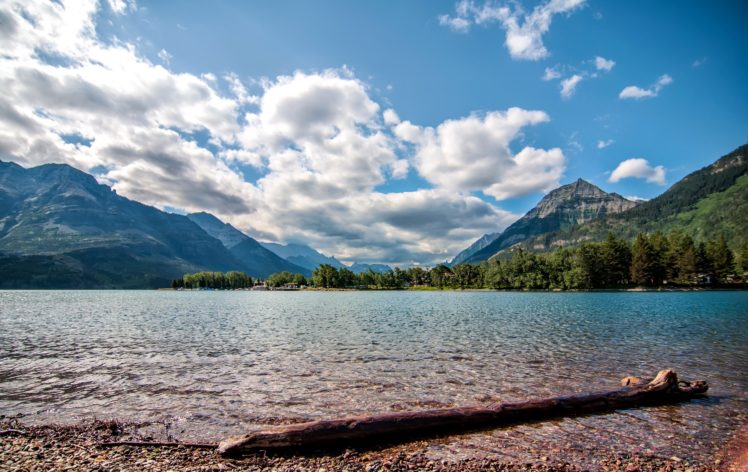 canada, Parks, Lake, Mountains, Sky, Scenery, Waterton, Lakes, Clouds, Nature HD Wallpaper Desktop Background