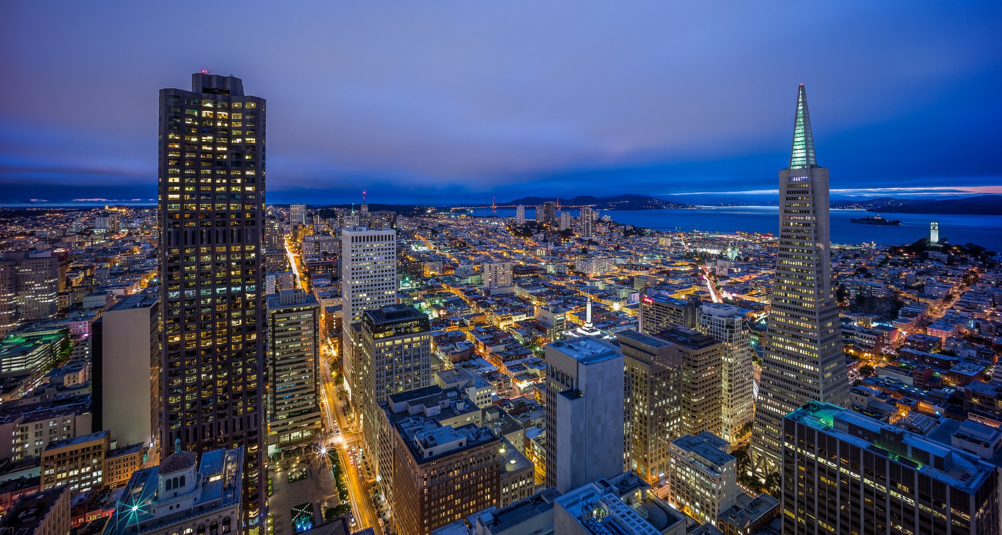 san, Francisco, California, Night, City, Panorama, Buildings Wallpaper