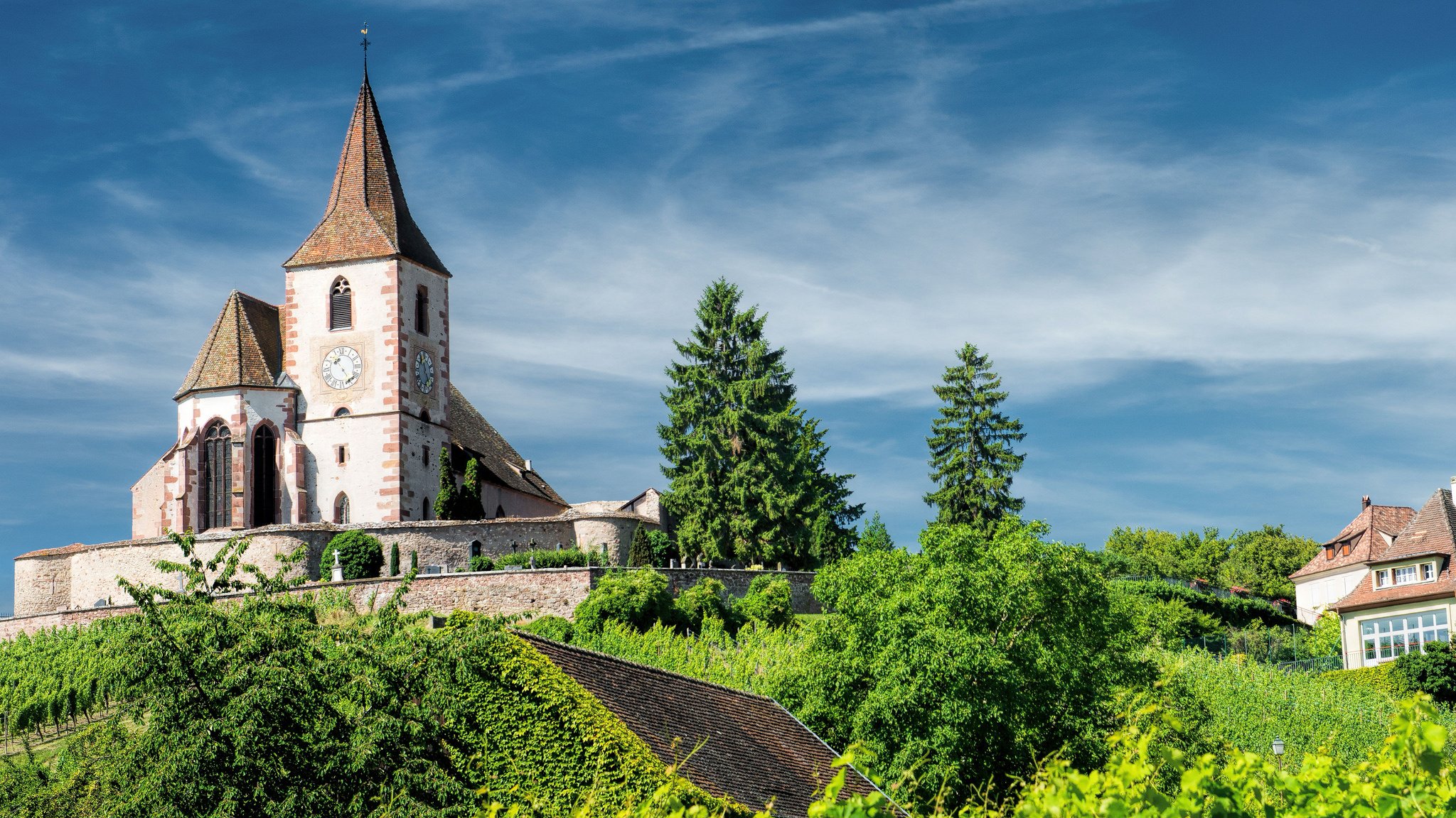 church, Saint jacques le majeur, Hunawihr, France, Religion Wallpaper