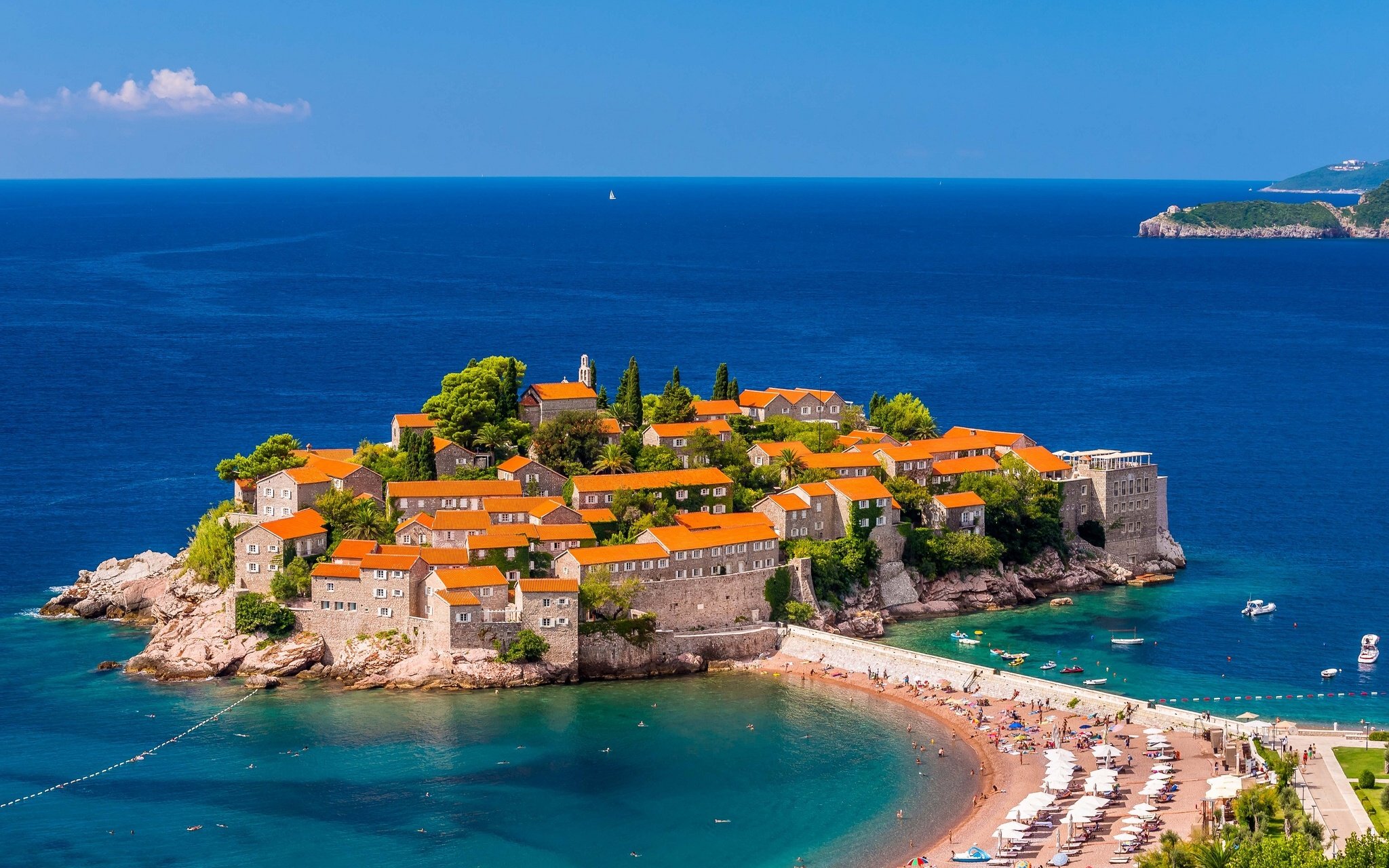 sveti, Stefan, Montenegro, Adriatic, Sea, Island, Beach, Building Wallpaper