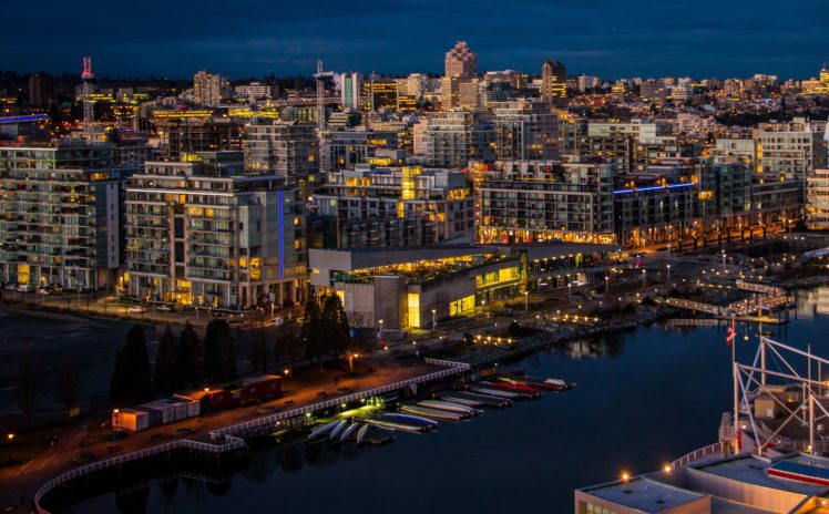 canada, River, Marina, Vancouver, Night, Cities HD Wallpaper Desktop Background