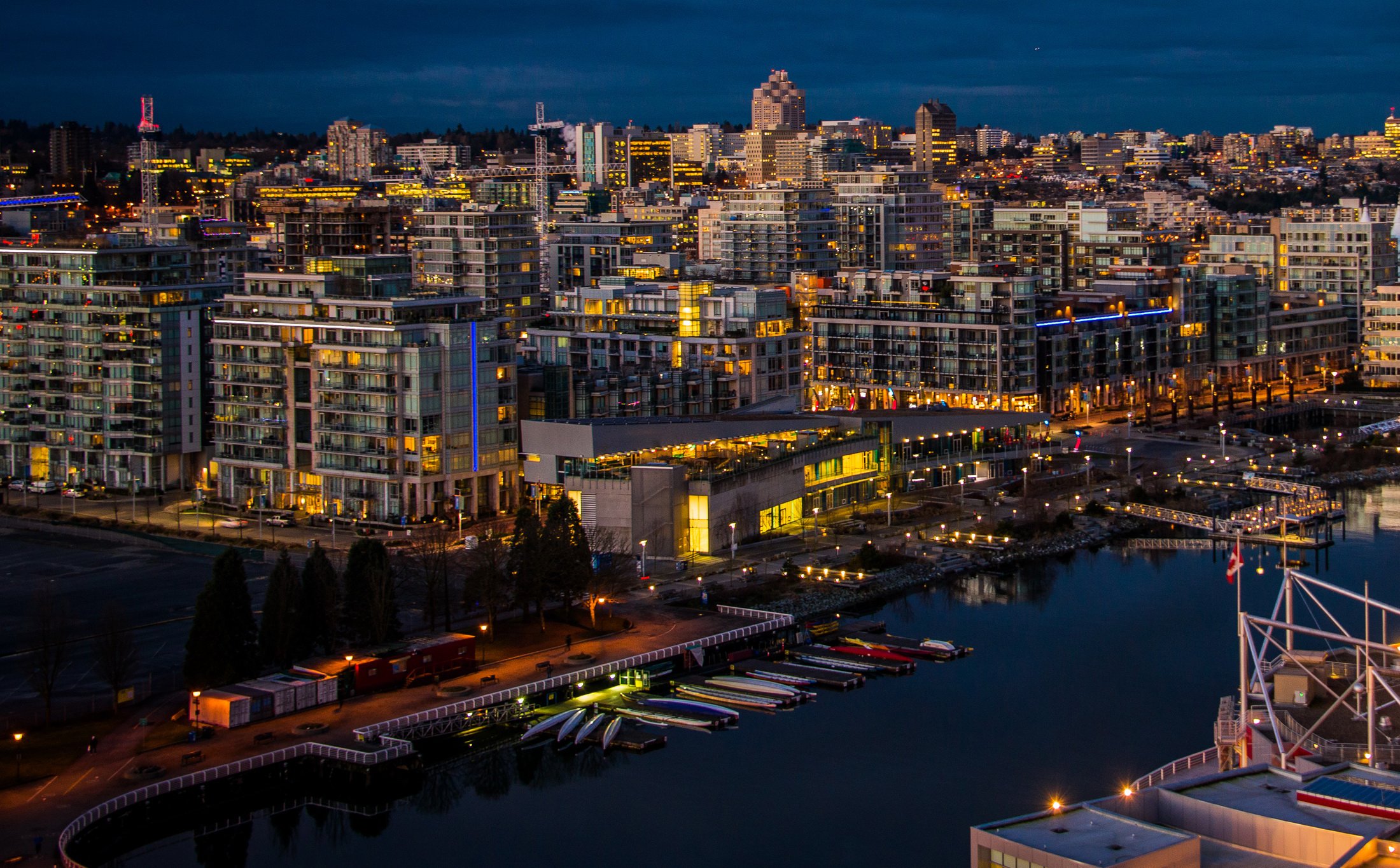 canada, River, Marina, Vancouver, Night, Cities Wallpaper