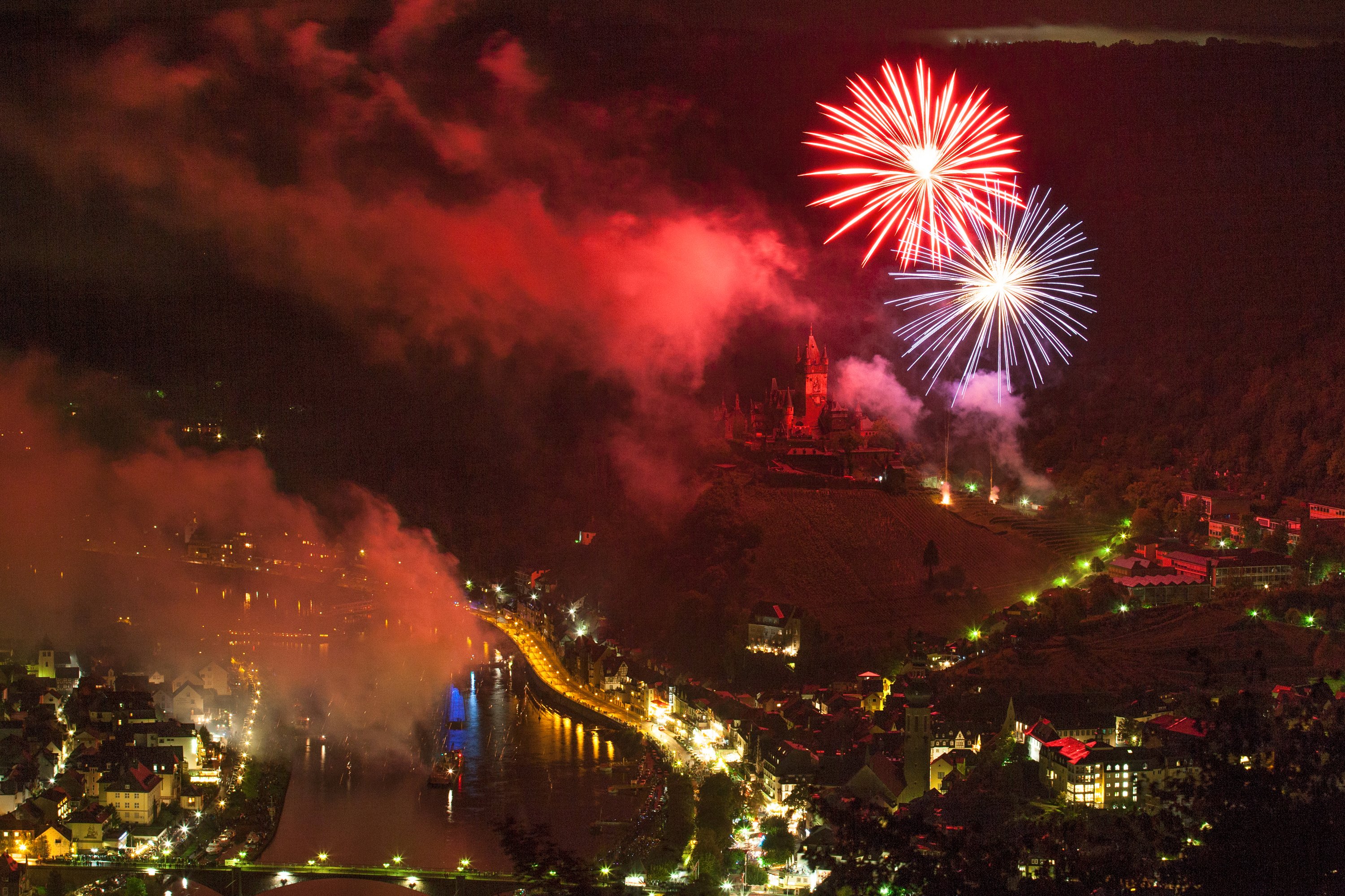 germany, Fireworks, Cochem, Night, Cities Wallpaper