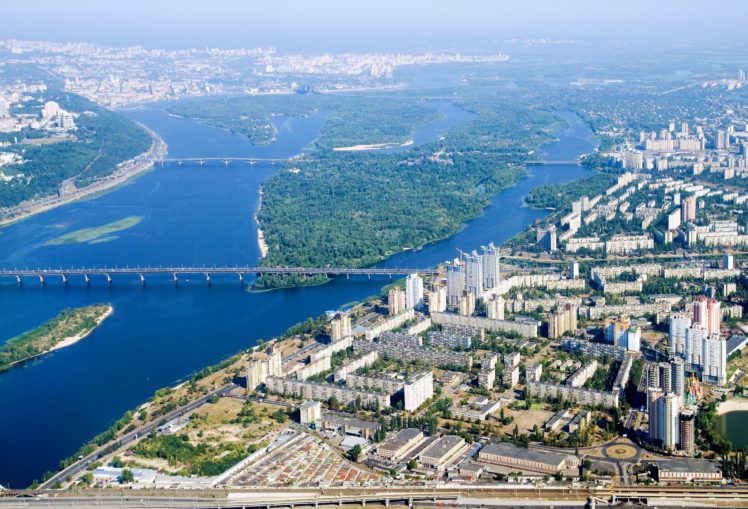 ukraine, River, Bridges, From, Above, Cities HD Wallpaper Desktop Background