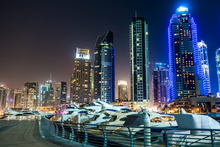united, Arab, Emirates, Skyscrapers, Dubai, Night, Cities HD Wallpaper Desktop Background