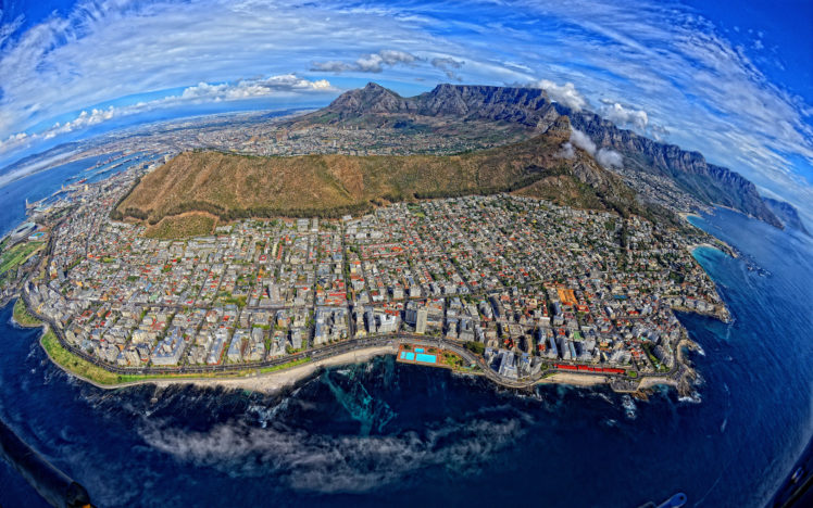cape, Town, South, Africa, Buildings, Mountains, Aerial, Coast HD Wallpaper Desktop Background