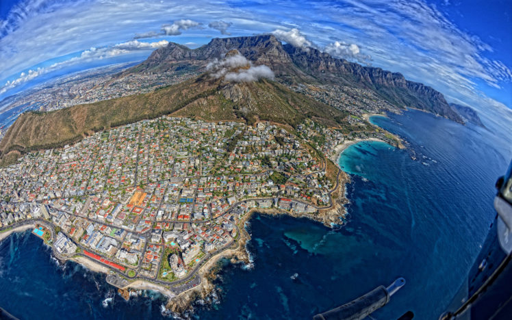 cape, Town, South, Africa, Buildings, Mountains, Aerial, Coast HD Wallpaper Desktop Background