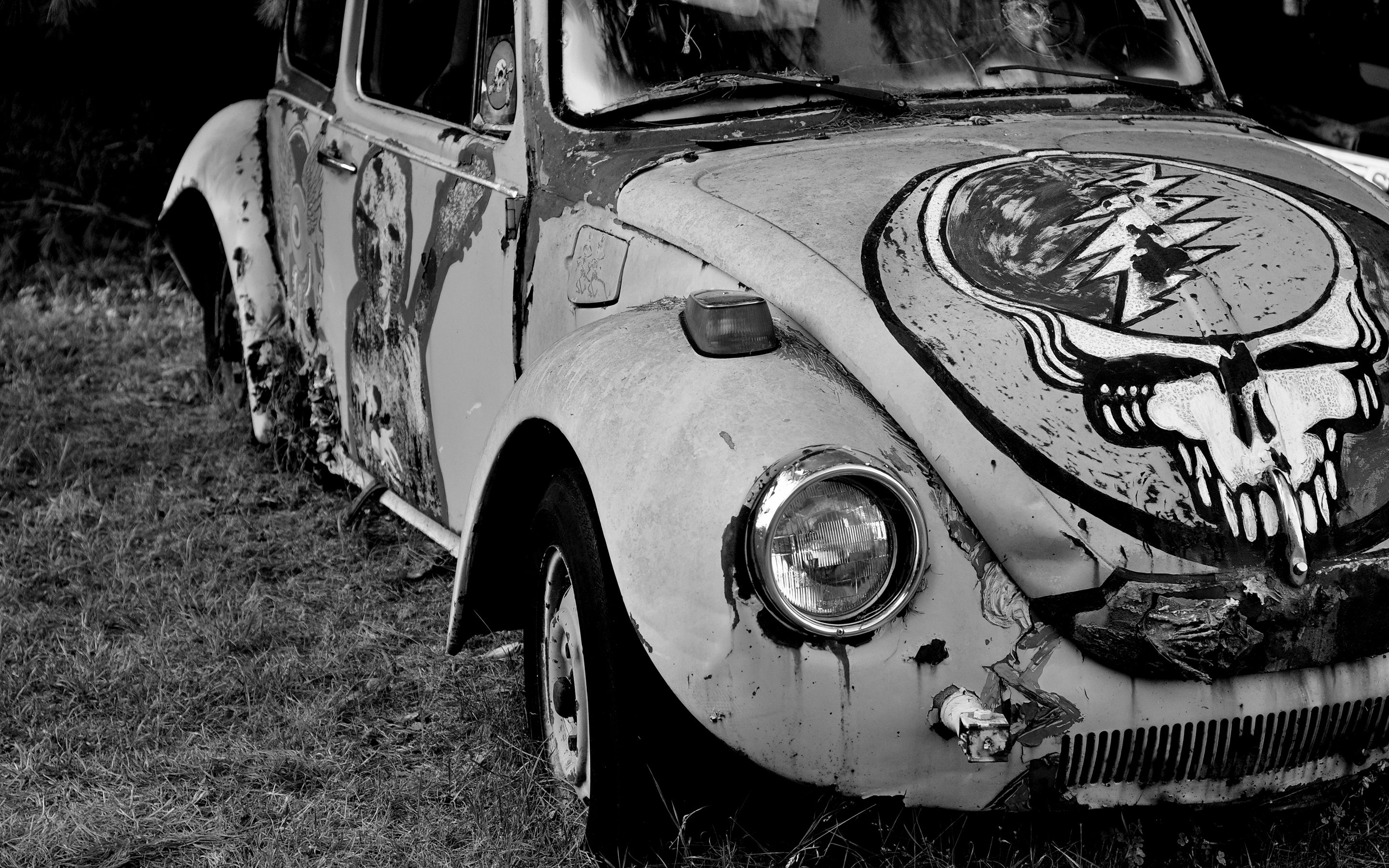 greatful, Dead, Bw, Volkswagen, Bug, Abandon, Deserted, Rust Wallpaper