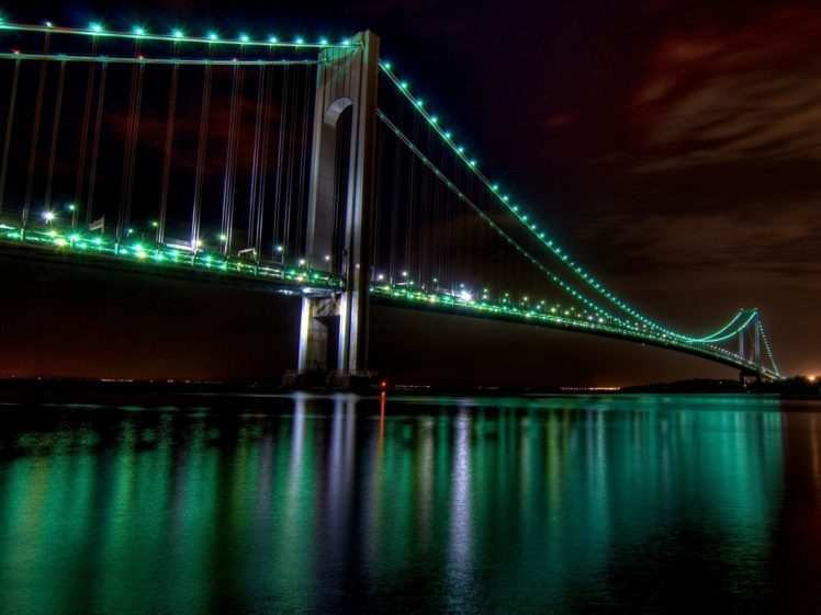 golden, Gate, Bridge, Bridges, Lights, Bay, Reflection HD Wallpaper Desktop Background
