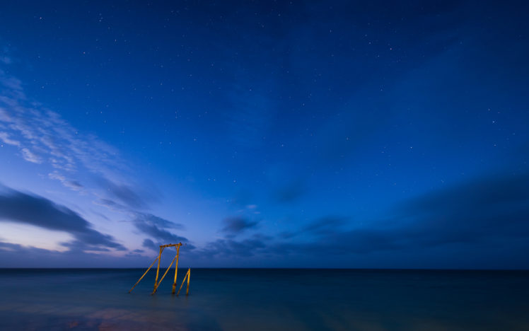 ocean, Stars, Blue, Sky HD Wallpaper Desktop Background