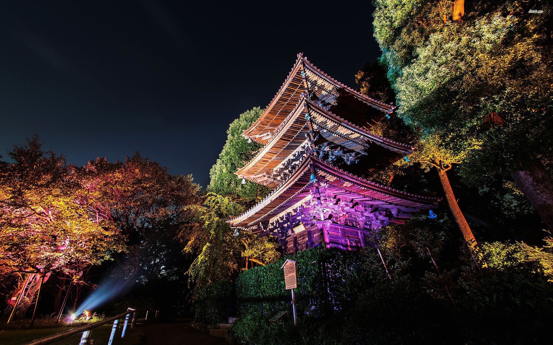 castle, Asian, Oriental, Lights Wallpaper