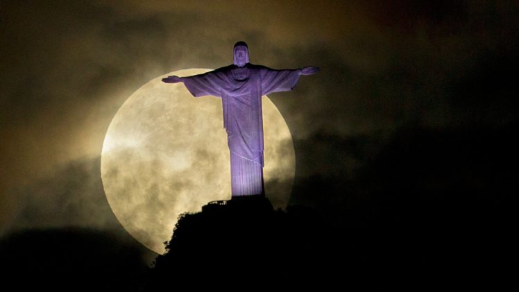 christ, The, Redeemer,  , Moon, Brazil, Purple HD Wallpaper Desktop Background