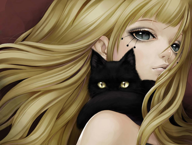 original, Anime, Girl, Cat HD Wallpaper Desktop Background