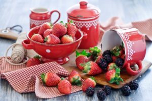 blackberries, Summer, Dishes, Strawberries, Berries, Still, Life