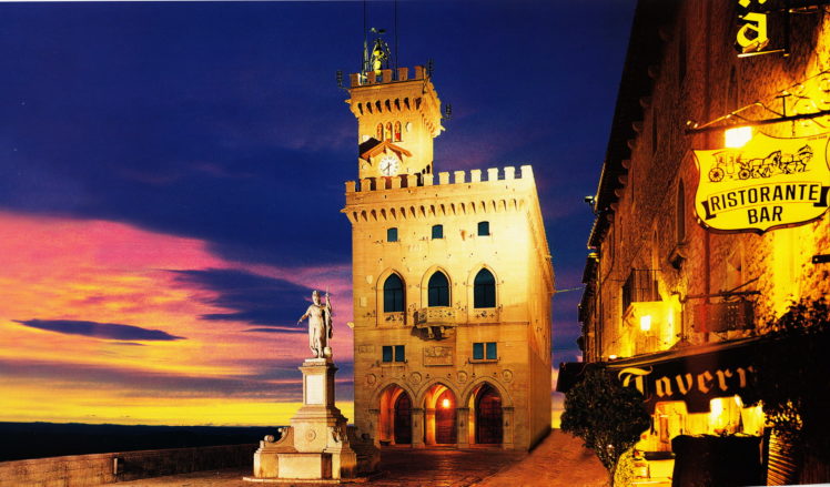 italy, San, Marino, Night, Cities, Sunset, Sky, Buildings HD Wallpaper Desktop Background