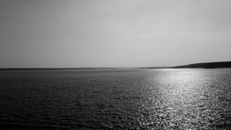 lakes, Ocean, Black, White, Sunlight, Reflection, Water, Sky HD Wallpaper Desktop Background