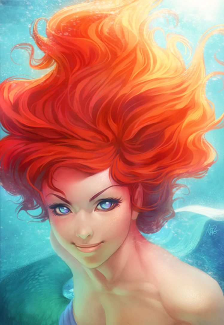 mermaid, Disney, Red, Hair, Girl, Fantasy, Water HD Wallpaper Desktop Background