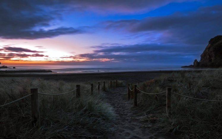 path, Trail, Beaches, Ocean, Sky, Sunset HD Wallpaper Desktop Background