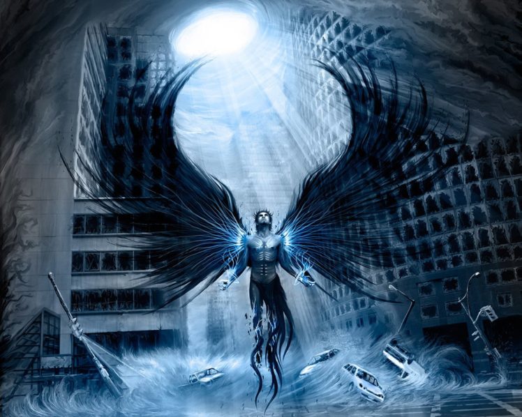 dark, Blue, Demon, Angel, City, Car, Fantasy, Chaos Wallpapers HD / Desktop  and Mobile Backgrounds