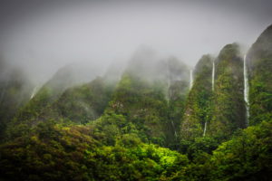 waterfalls, Tropics, Mountains, Jungle, Highlands, Oahu, Hawaii