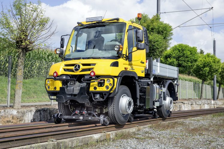 2014, Mercedes, Benz, Unimog, U, 423, Road railer, Railroad, Semi, Tractor, Train, Tracks, Construcrion HD Wallpaper Desktop Background