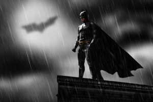 batman,  , Roof, Rain, Shadows