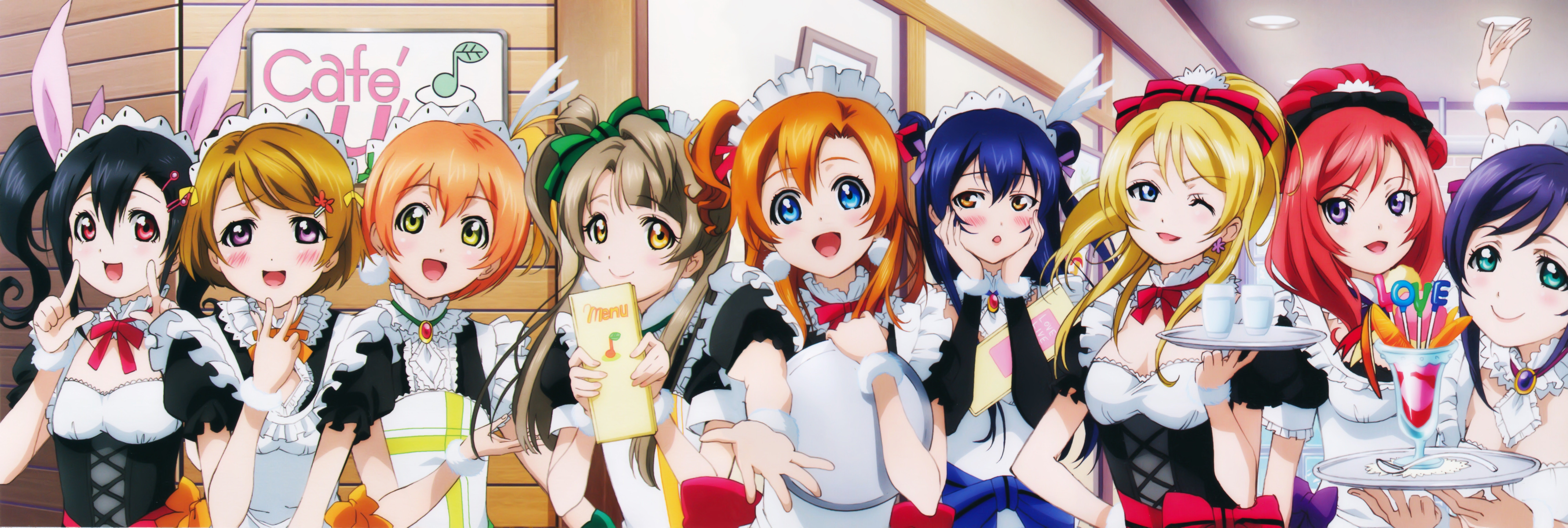 love, Live , Maid, Ayase, Eli, Hoshizora, Rin, Koizumi, Hanayo, Kousaka, Honoka Wallpaper