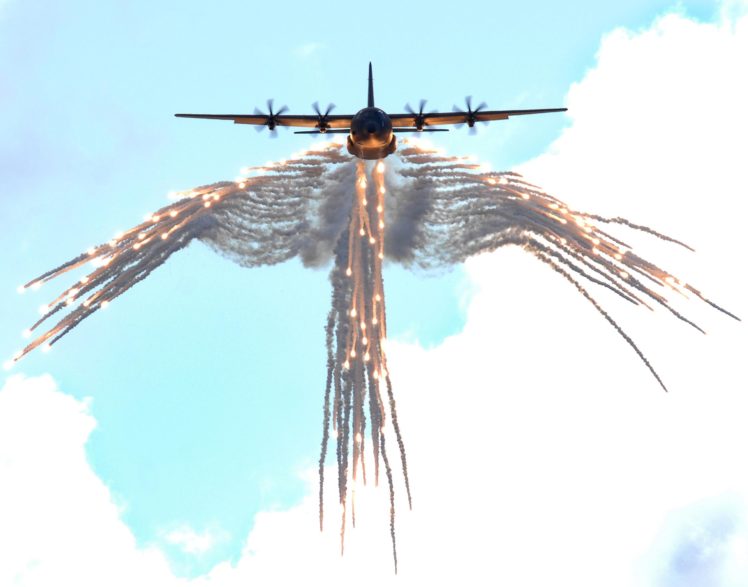 c 130, Airplane, Plane, Flares, Military HD Wallpaper Desktop Background