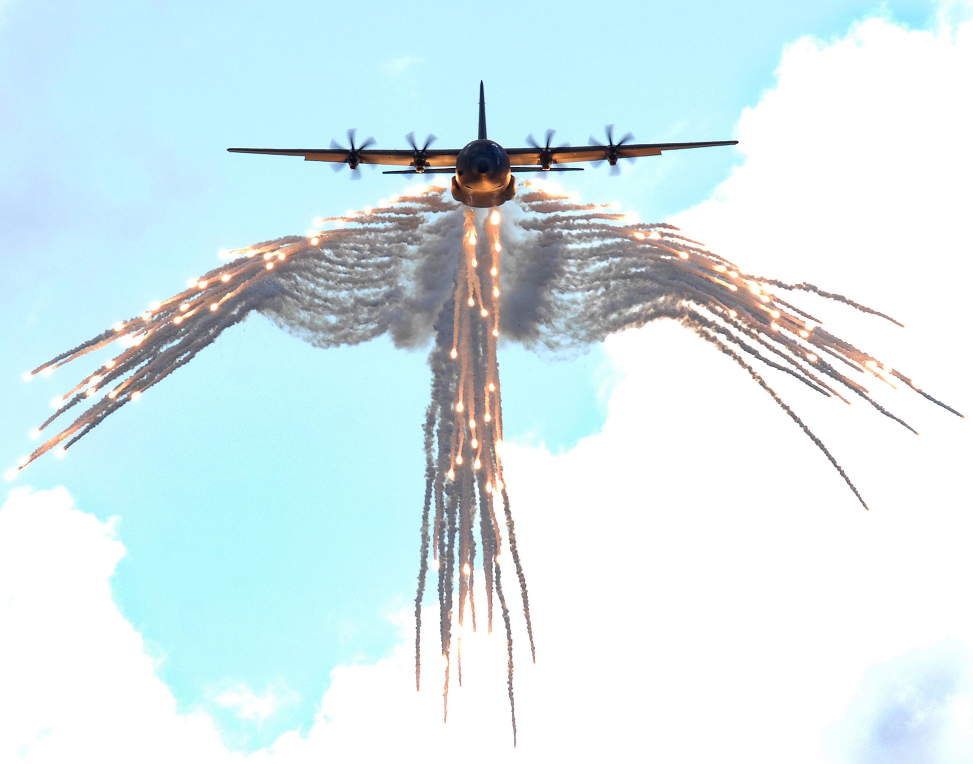 c 130, Airplane, Plane, Flares, Military Wallpaper