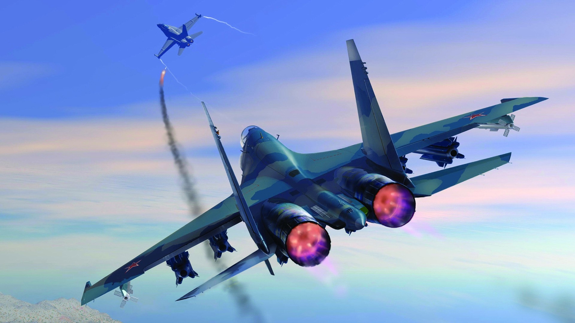 jet, Military, Missile, Sky, Battle Wallpaper